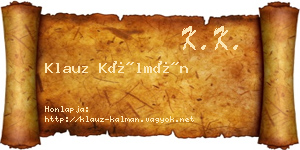 Klauz Kálmán névjegykártya
