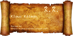 Klauz Kálmán névjegykártya