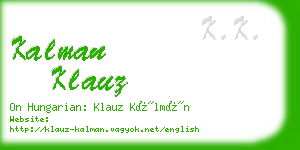 kalman klauz business card